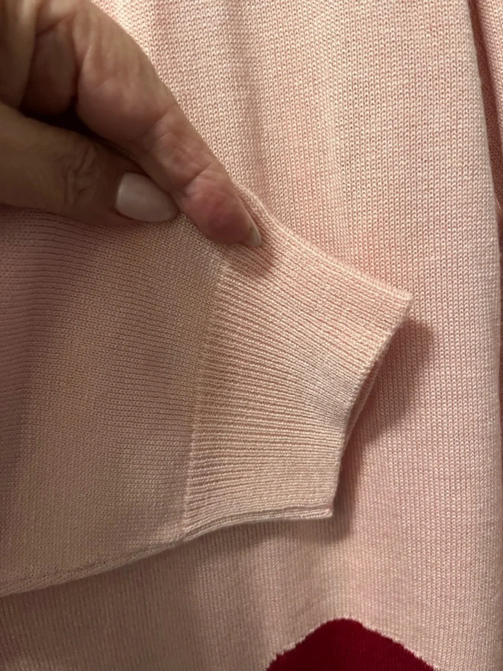 Laurie Felt Lightweight Pink Cashmere Blend Cardigan w/Red Floral‎ Accent 1X NWT